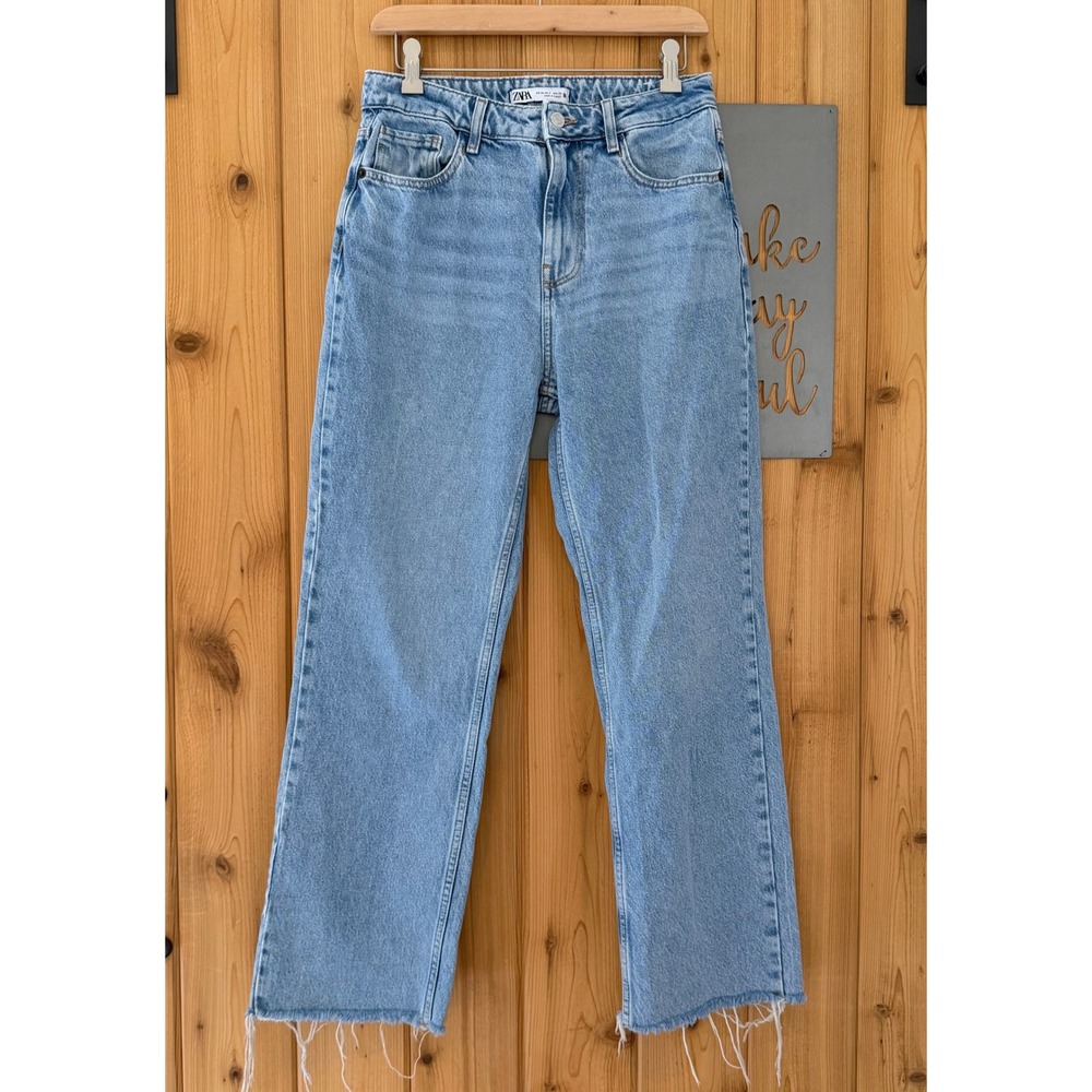 Zara Raw Hem Jeans in Blue Size 6 Cotton Casual